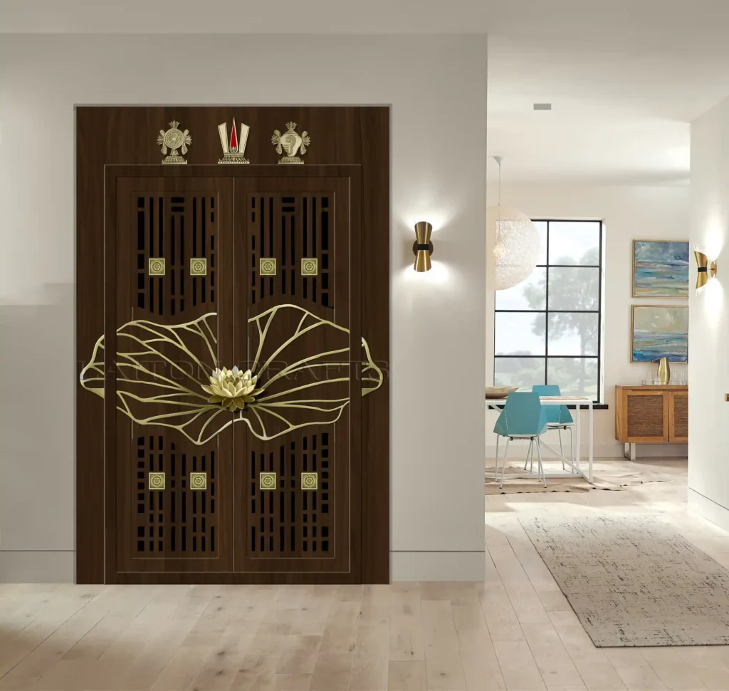 Pooja Room Door Designs - Brass Embellishments for Elegance